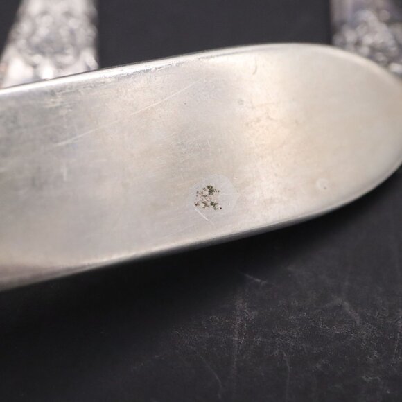 WM Rogers Mountain Rose Silverplate Flatware 8 Butter 1 Master 1 Slotted Spoon - Picture 3 of 8